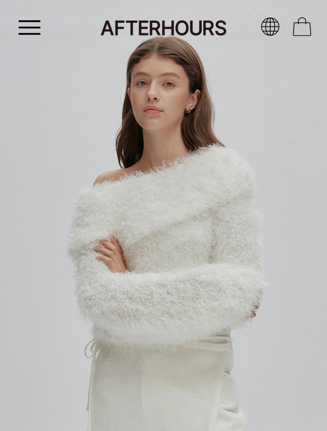 애프터아워즈 원 숄더 니트 탑 화이트(Free) 5.5 상품이미지1