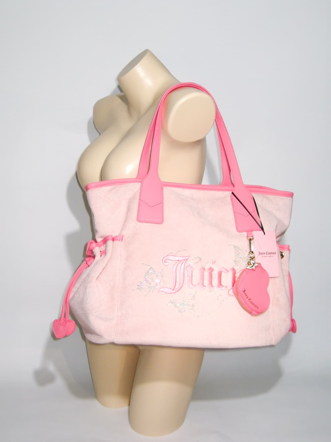 쥬시 꾸뛰르 핑크 테리 빅 숄더백 + 하트 코인월렛 챰 💖 갸루 y2k 상품이미지1