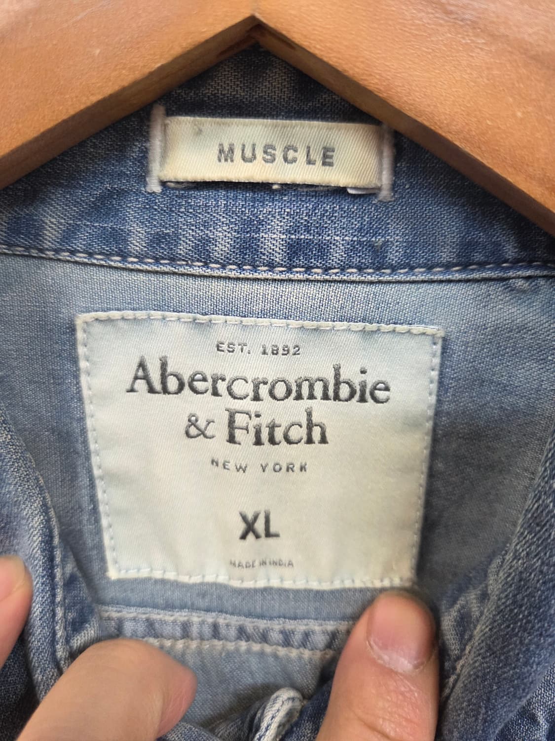 아베크롬비 빈티지 데님 셔츠긴팔 xl 머슬 상품이미지3