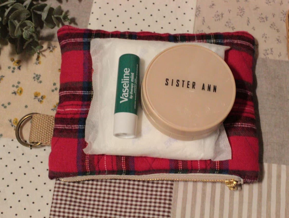 핸드메이드 레드체크 키링 퀼팅 파우치 상품이미지7