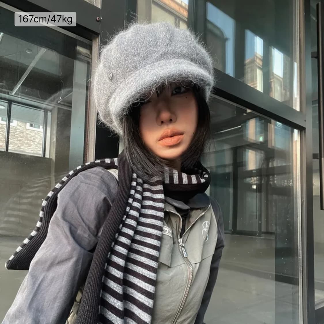 뉴욕웍스 앙고라 퍼프 뉴스보이캡 블랙 바잘 캉골 상품이미지2