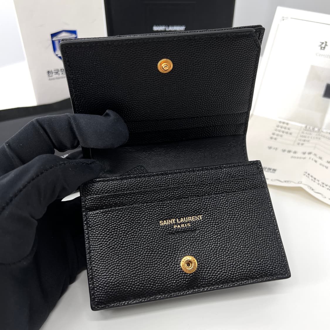 [감정완료] 생로랑 마틀라세 여성 반지갑 카드지갑 블랙 (668290) 상품이미지10