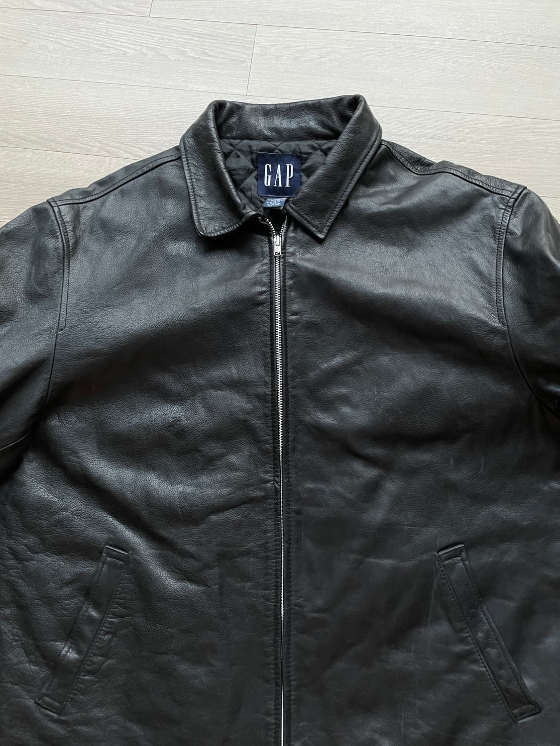 90s 올드갭 레더 자켓 블랙 상품이미지4
