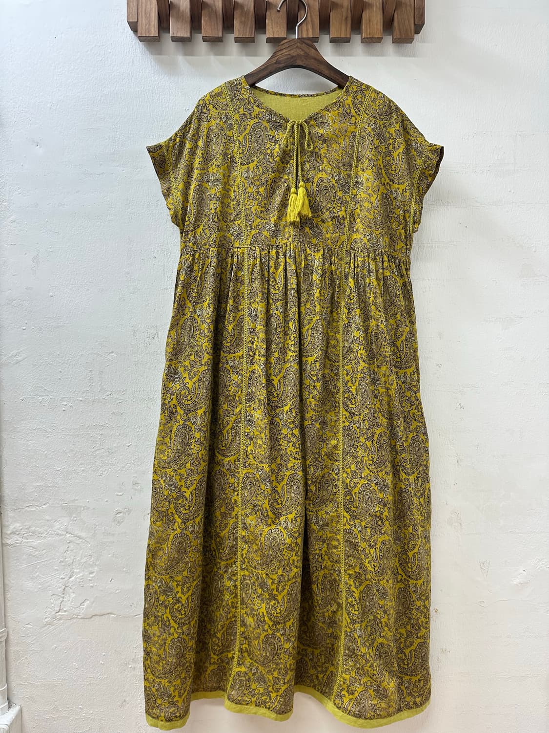 빈티지 인디아 코튼100 페이즐리 태슬 스트링 롱 원피스  상품이미지1