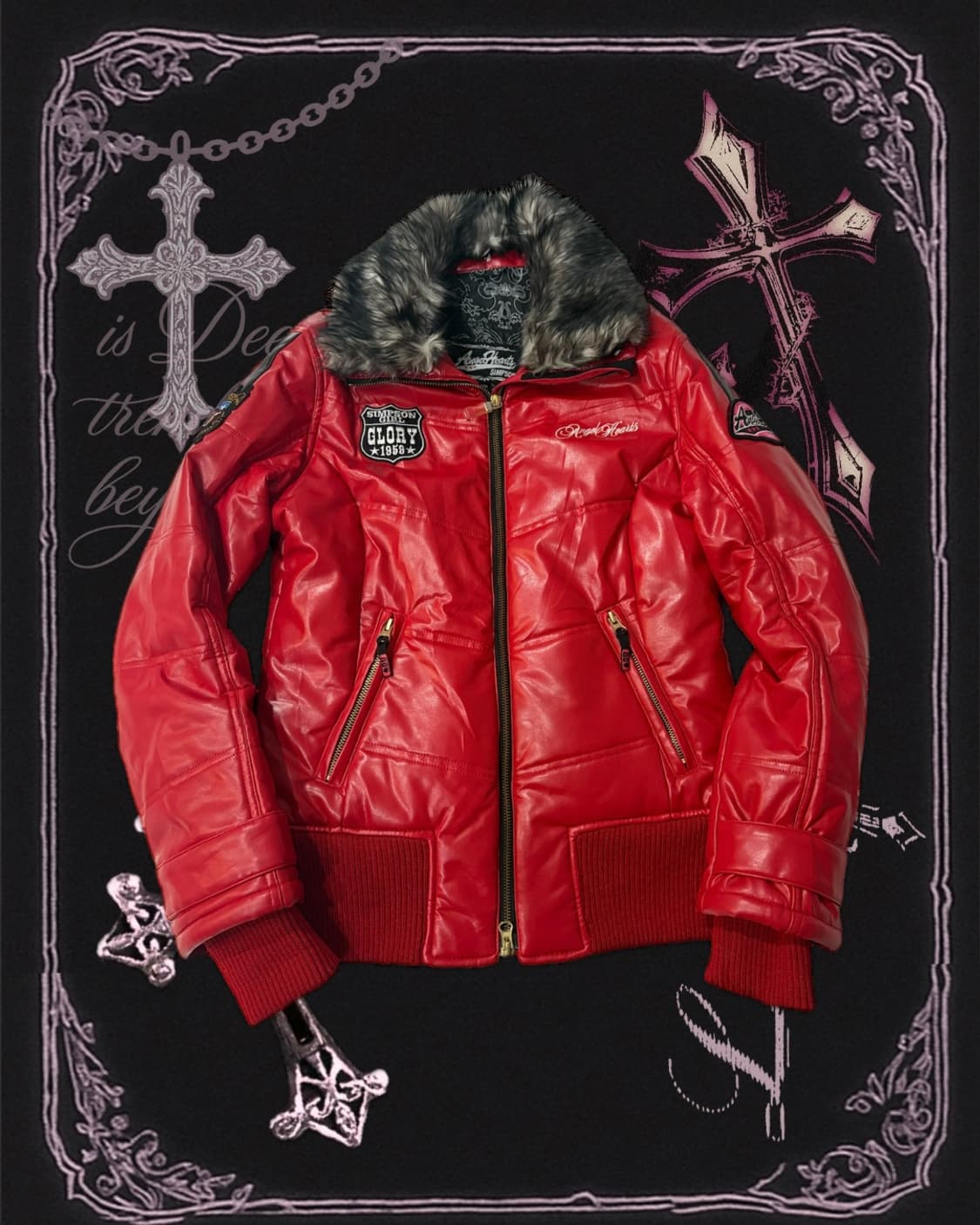 Y2K angel heart fake leather fur jacket 상품이미지2