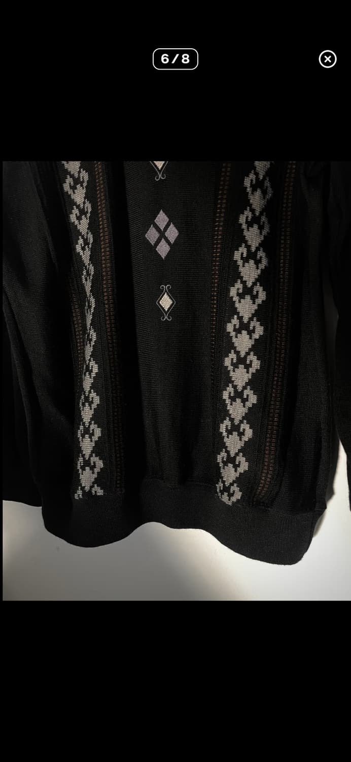 1980~90s Black Bass 일본 빈티지 자수 트리밍 고딕 니트  상품이미지2