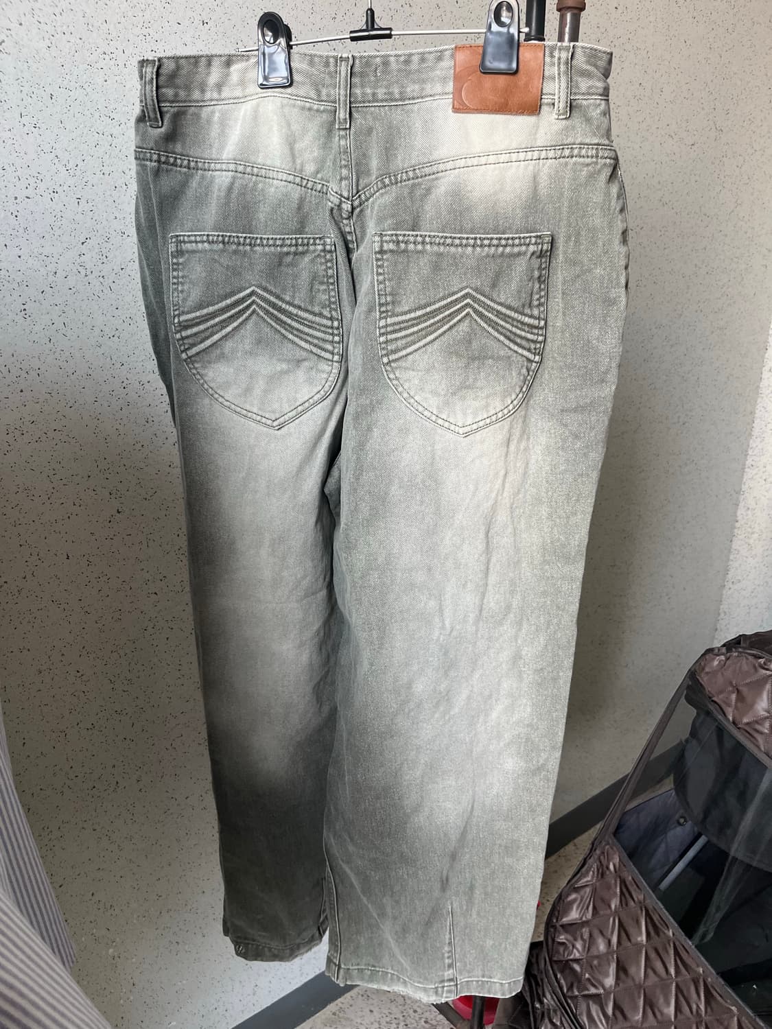 ETCE 워싱 배기 데님 카키 상품이미지2