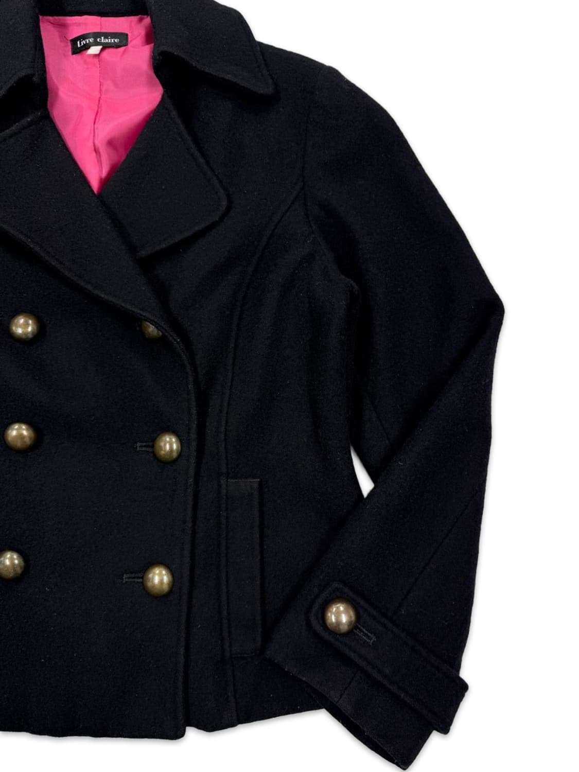 빈티지 Livre claire 블랙 더블 하프 코트 상품이미지2