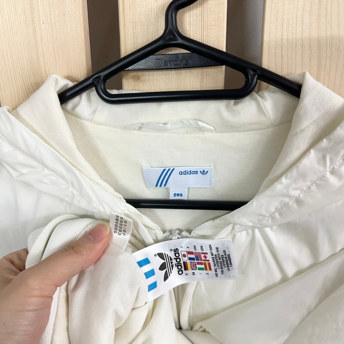(M) 아디다스 바람막이 후드 집업 자켓 화이트 상품이미지4