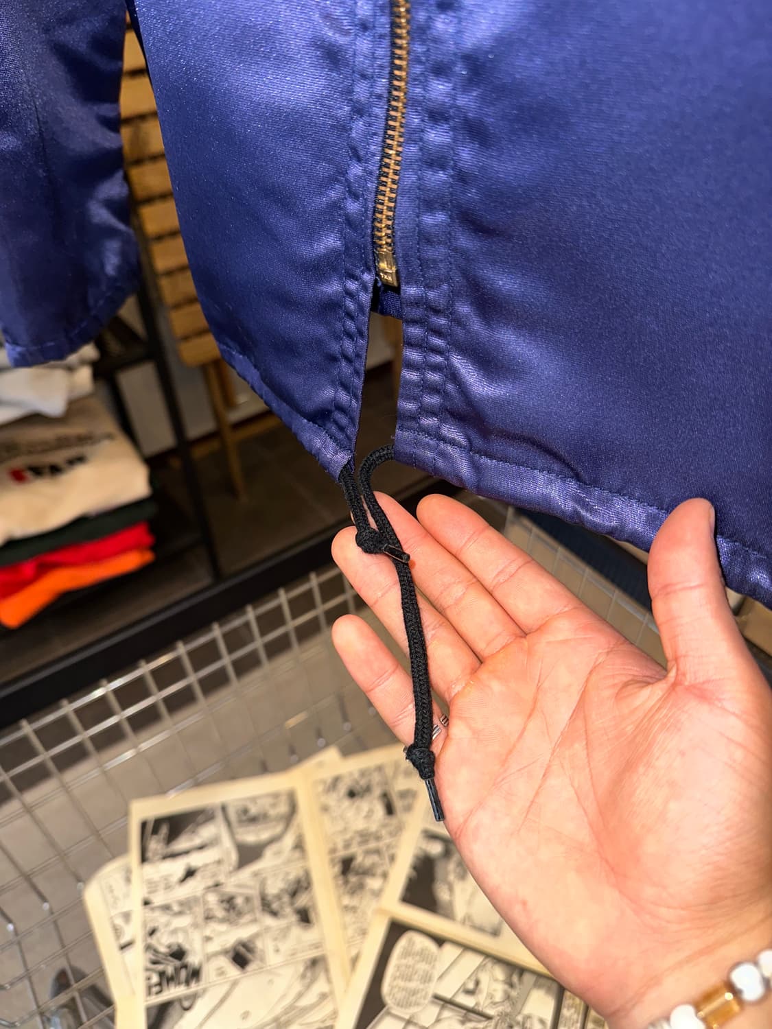 90’s Navy Nine patch satin coach jacket 상품이미지8