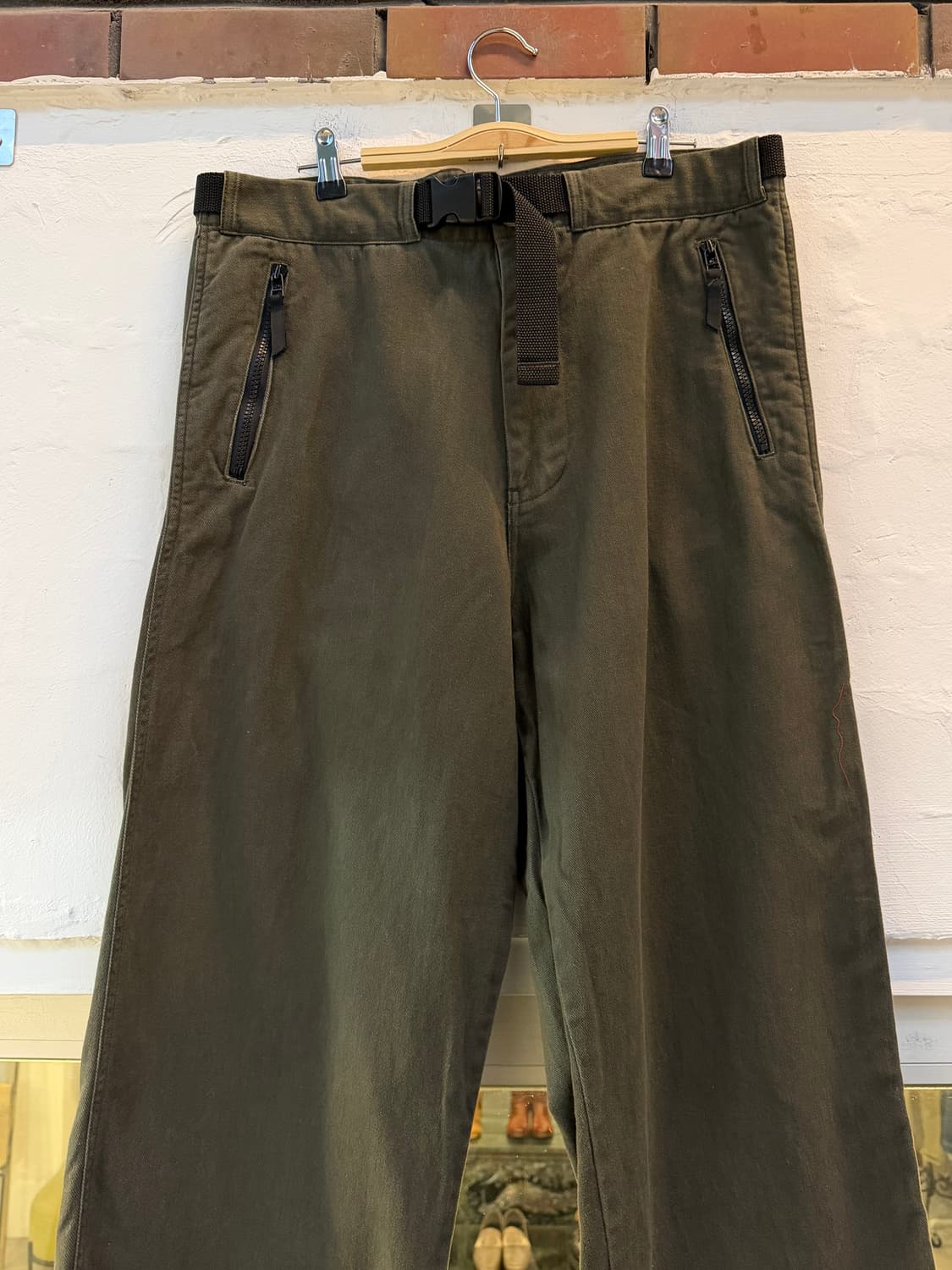 Warp 코튼 벨티드 와이드 팬츠 카키 L 상품이미지2