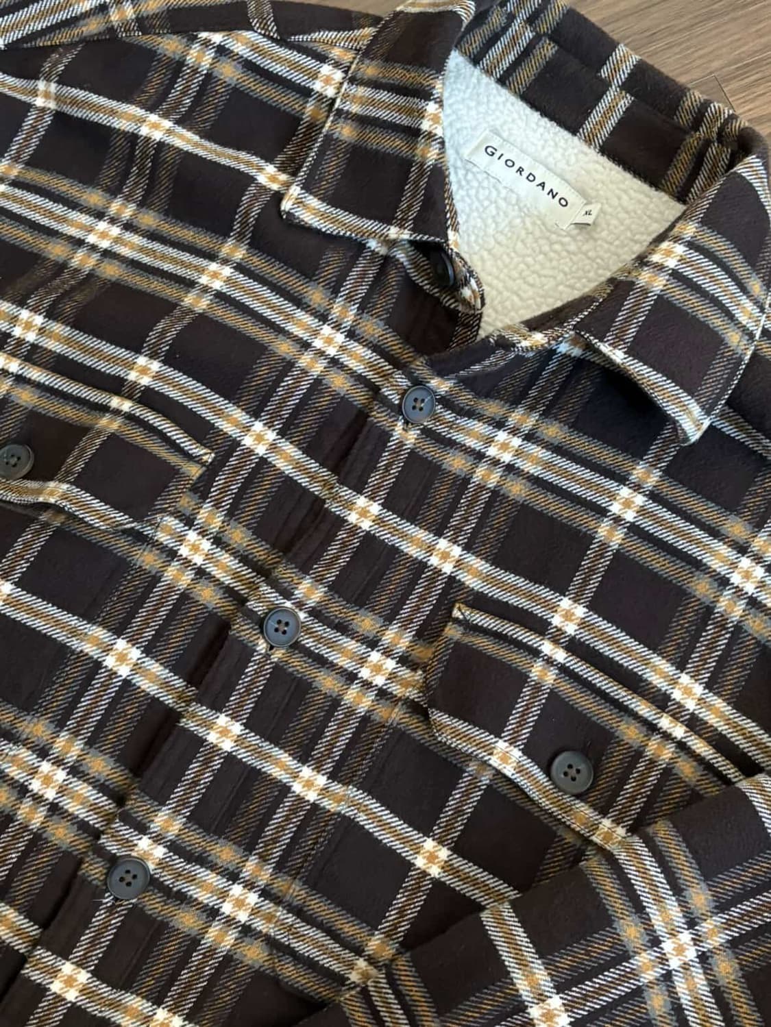 지오다노 브라운 체크 셔츠 상품이미지1