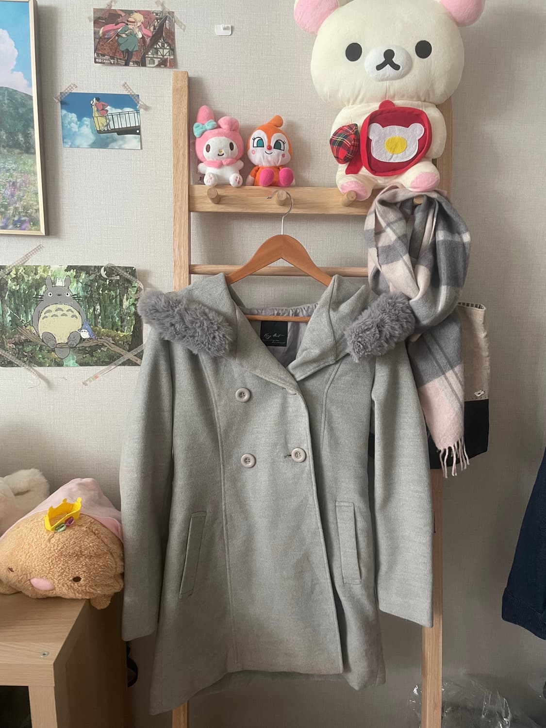 모리걸 빈티지 그레이 퍼후드 코트 🩶 상품이미지1