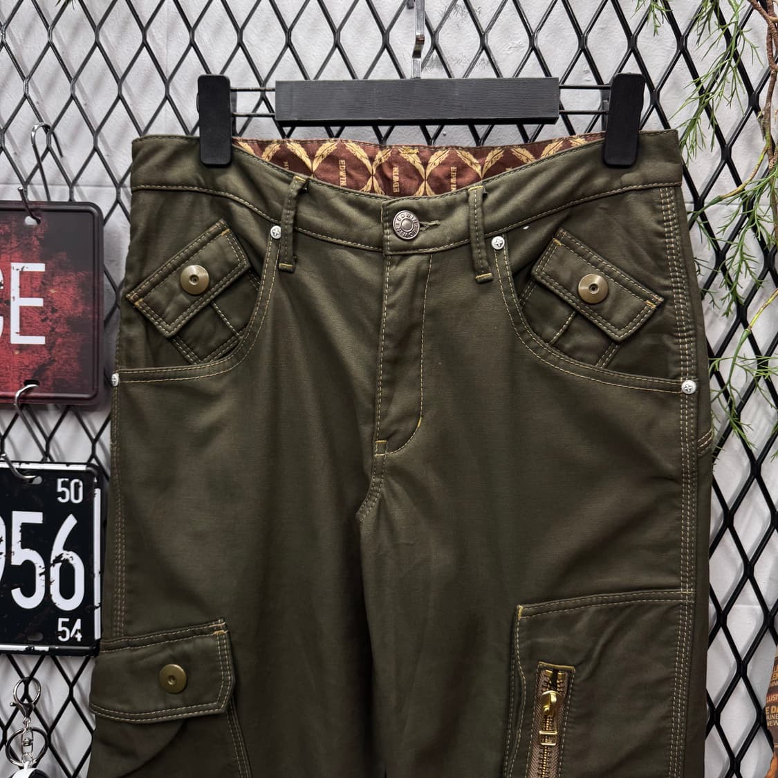 00s 에드윈 빈티지 카고 팬츠 전면 멀티 포켓 포인트 카키 상품이미지3