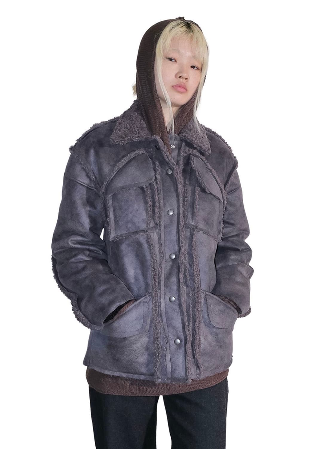 퍼버즈 25FW 컷 라인 무스탕자켓  상품이미지1