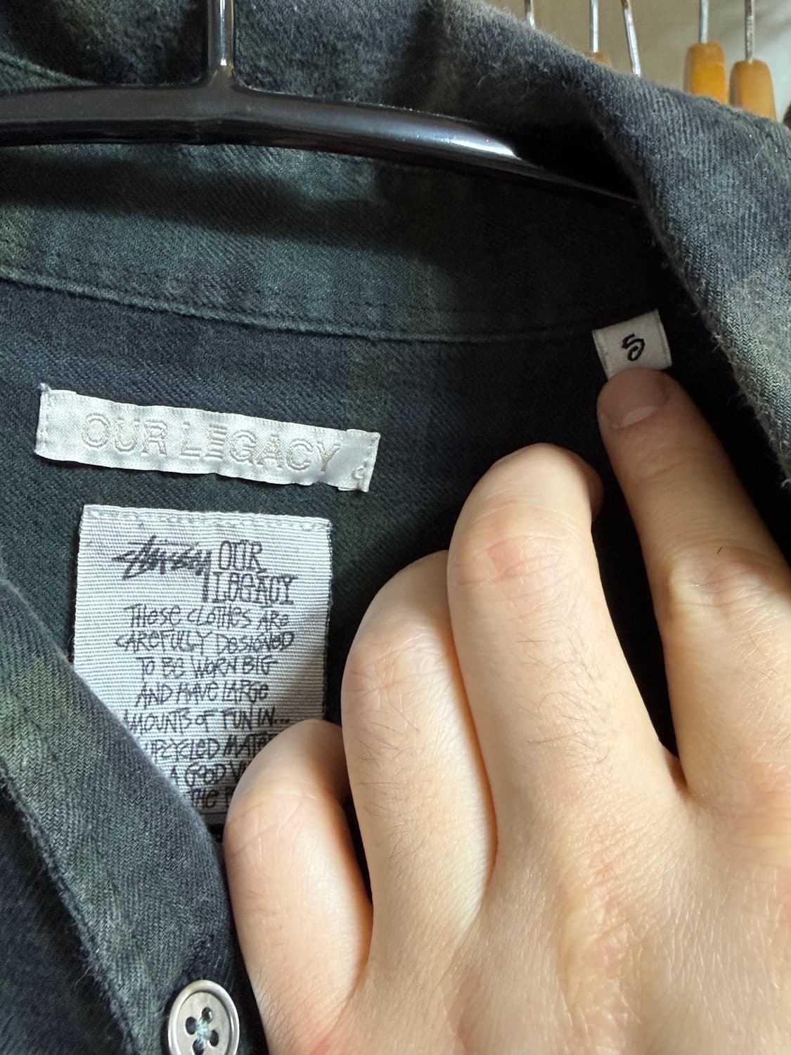 아워레가시 워크샵 X 스투시 체크 셔츠 오버다이드 그린 S 상품이미지5