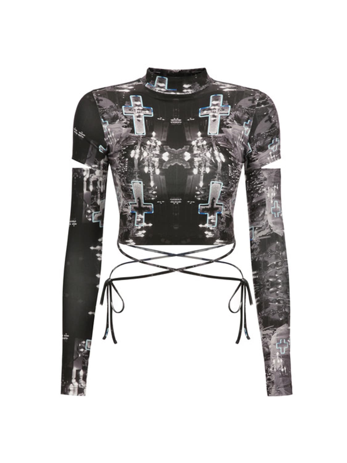 클럿스튜디오 십자가 네온 크로스 크롭탑 상품이미지1