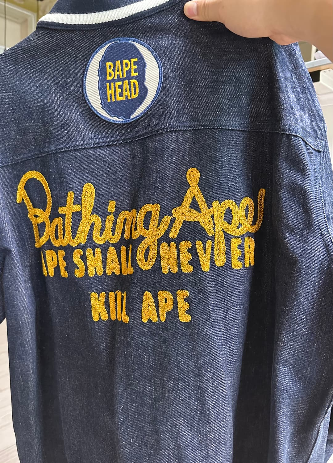 베이프 데님 바시티 자켓 상품이미지3