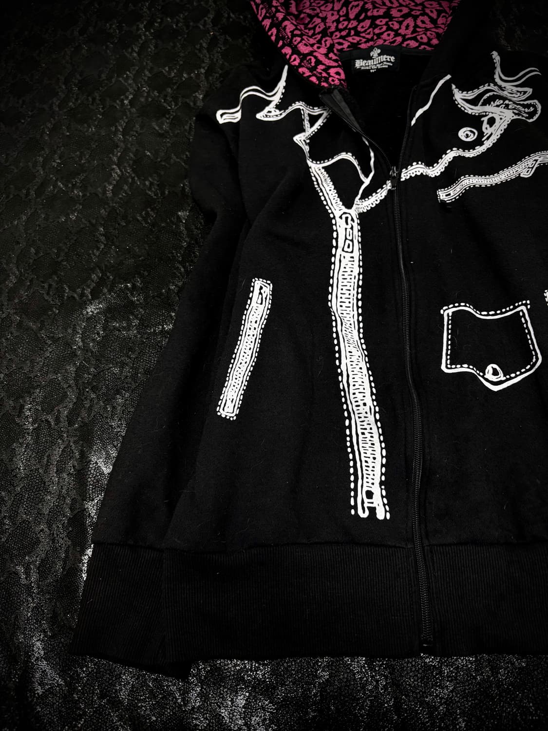 “BEAMERE”00’s Pink Leopard Hoodie zip Up 상품이미지2