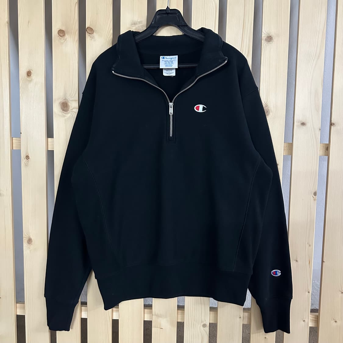 (L) 챔피온 블랙 반집업 맨투맨 상품이미지1