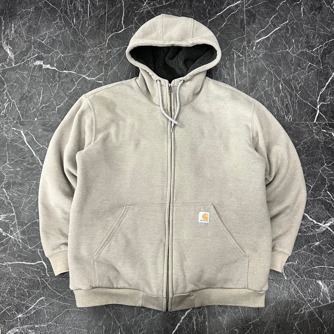 칼하트 오리지널 사각로고 후드집업 그레이 상품이미지3