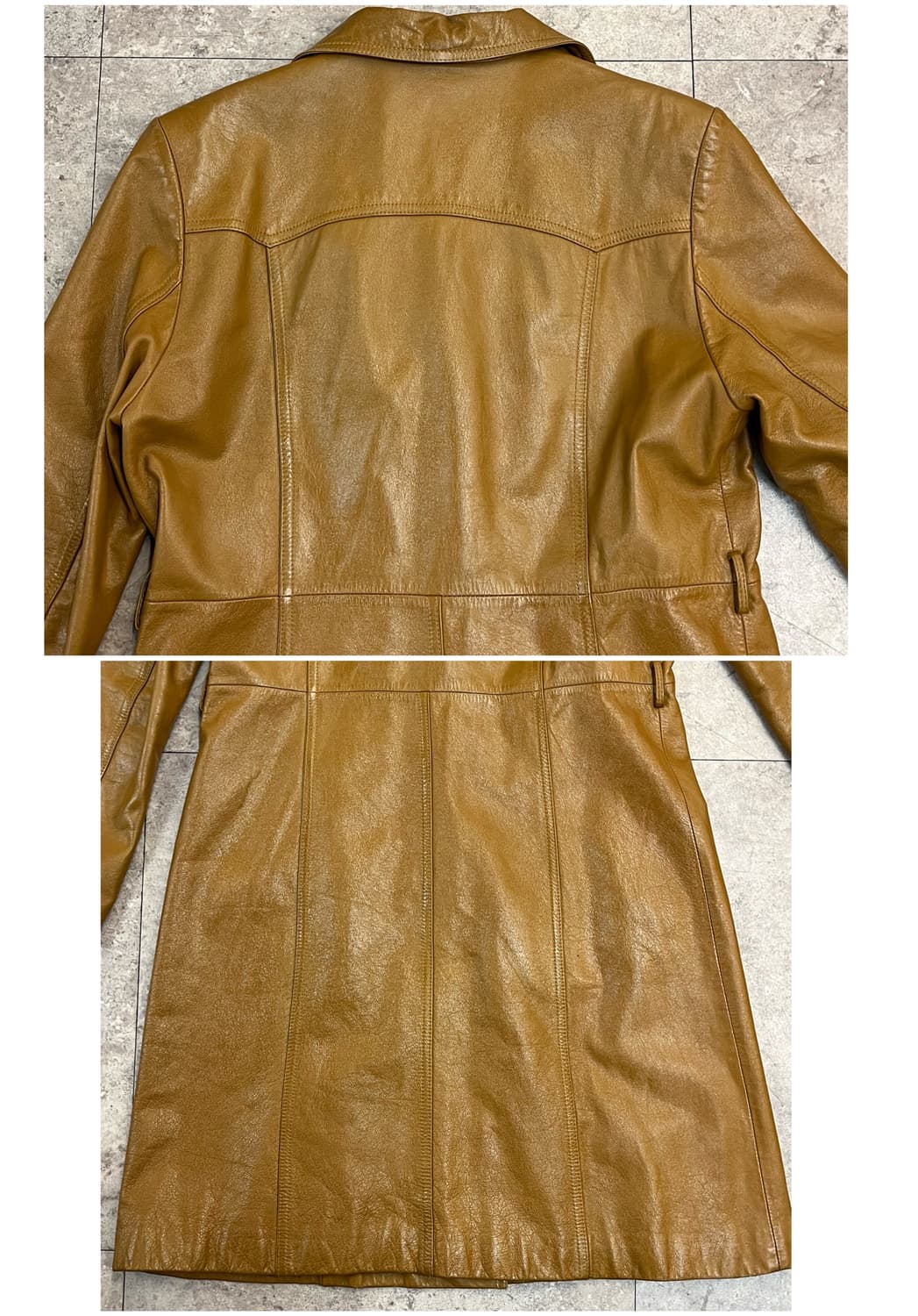 빈티지 소가죽 레더 롱 사죽 자켓 카멜 #csz2851 상품이미지6