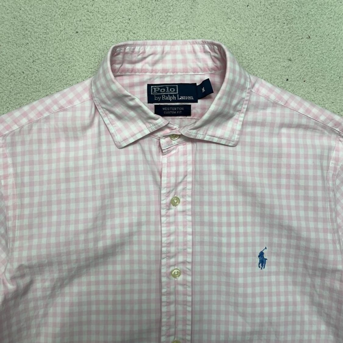 POLO RALPH LAUREN 와이드 카라 깅엄 셔츠 M 상품이미지2