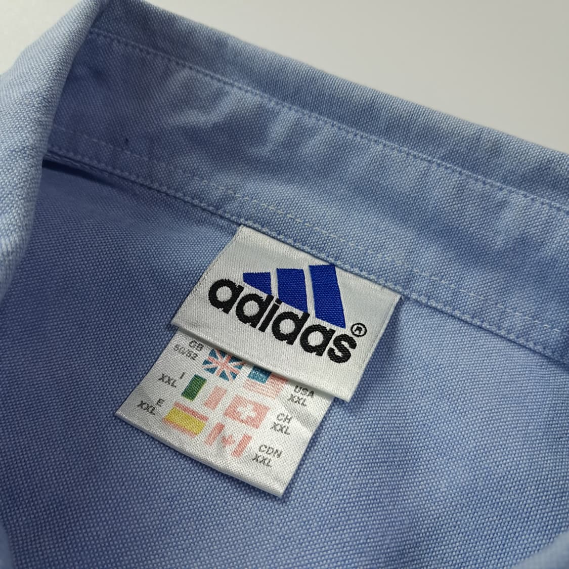 CJ582 2XL 아디다스 90s 포르투갈판 라이트블루 반팔 셔츠 남방 상품이미지3