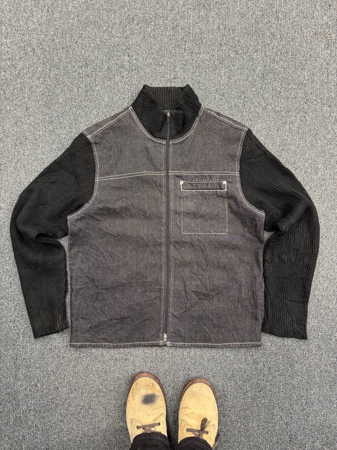 American vintage 흑청 데님 니트자켓 상품이미지1