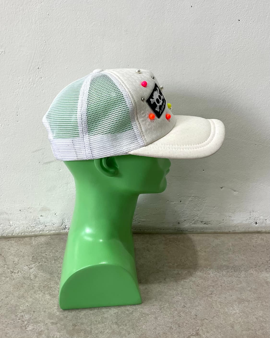 Stripe Skull Pearl White Cap Hat 상품이미지4