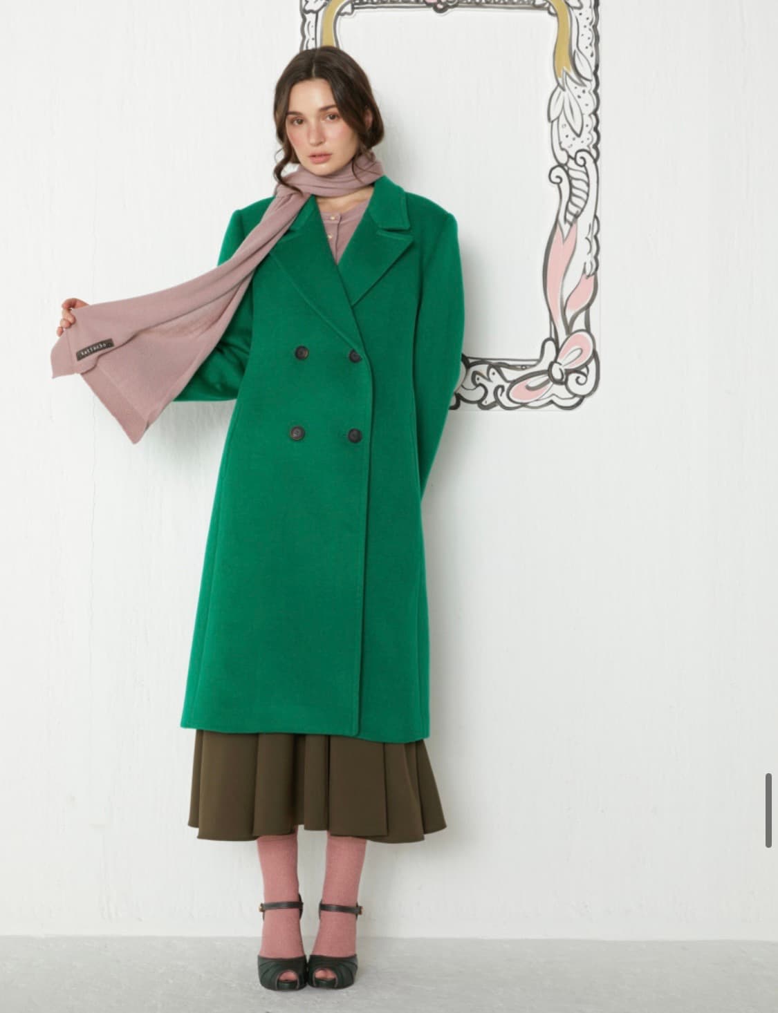 카티아조 블랙 레이블 럭셔리 울 머플러 빈티지핑크 새상품 상품이미지1