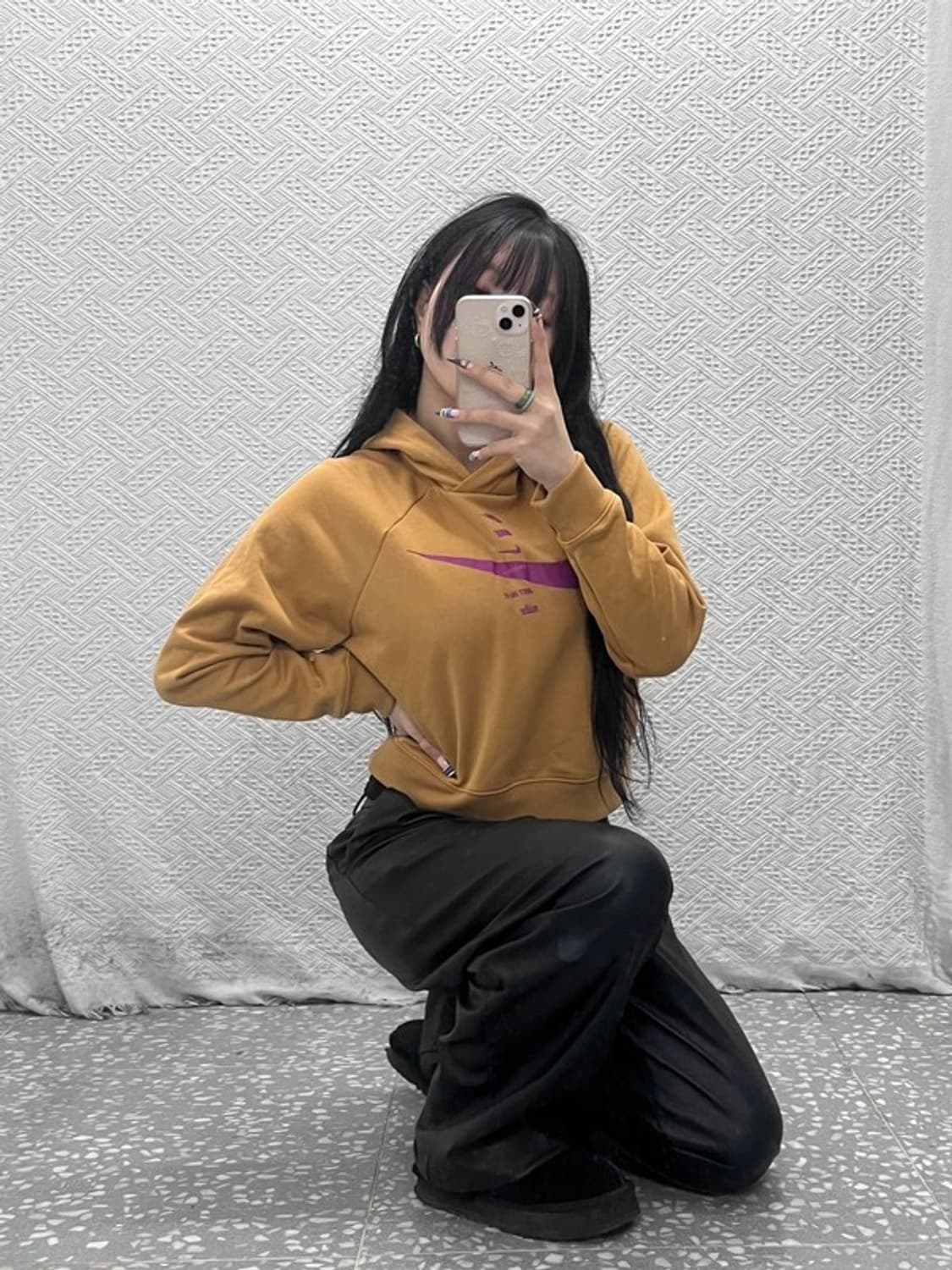 나이키 올드스쿨 레트로 스우시 크롭 기모 후드티 M C07701 상품이미지2