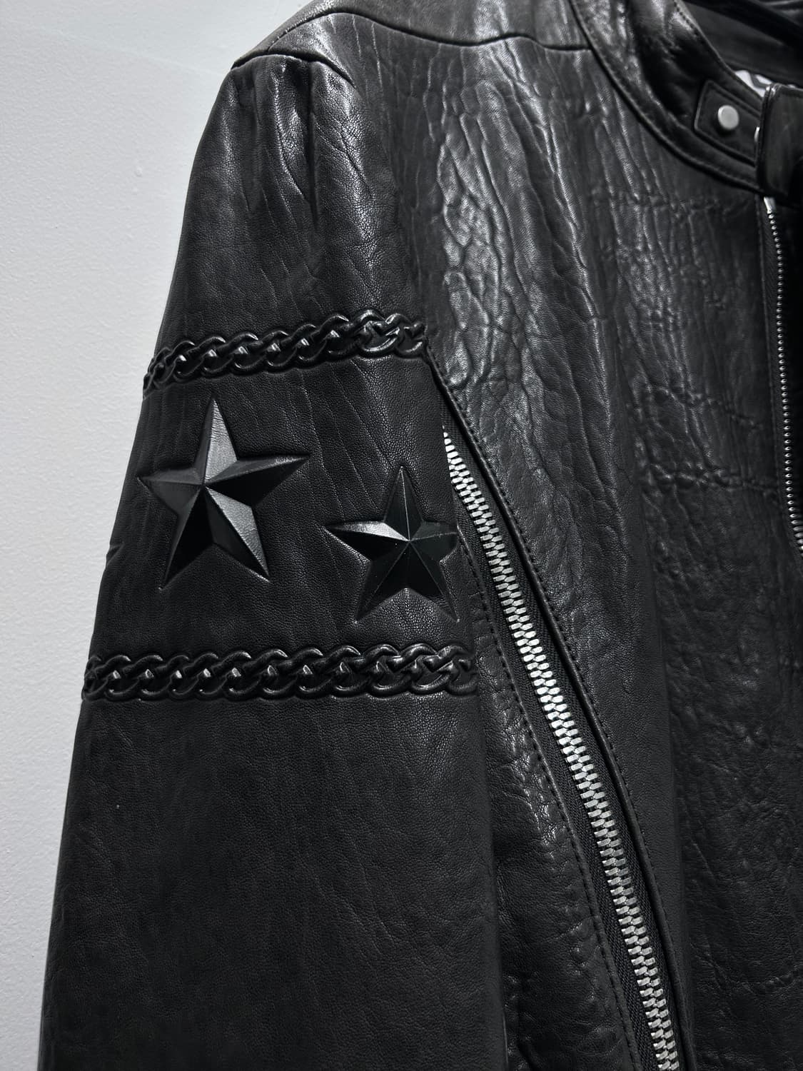 시스템 옴므 스타 엠보싱 풀 지퍼 램스킨 자켓 상품이미지2