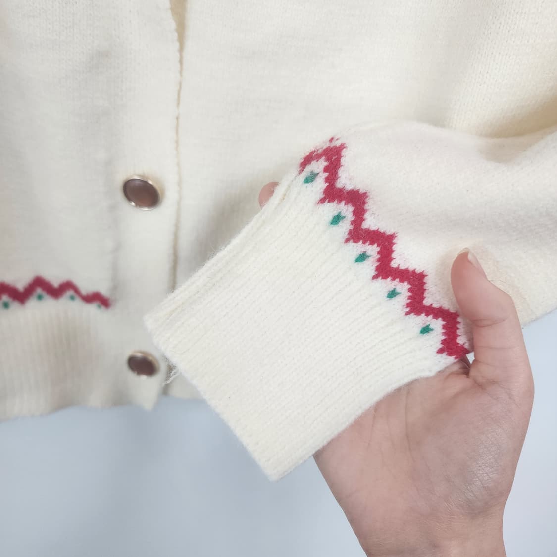 플라워 노르딕 가디건 아이보리 상품이미지3