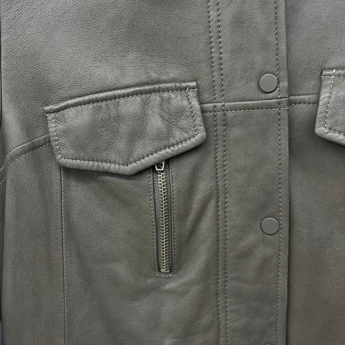 클래식 양가죽 레더자켓 카키브라운톤 남M 상품이미지3