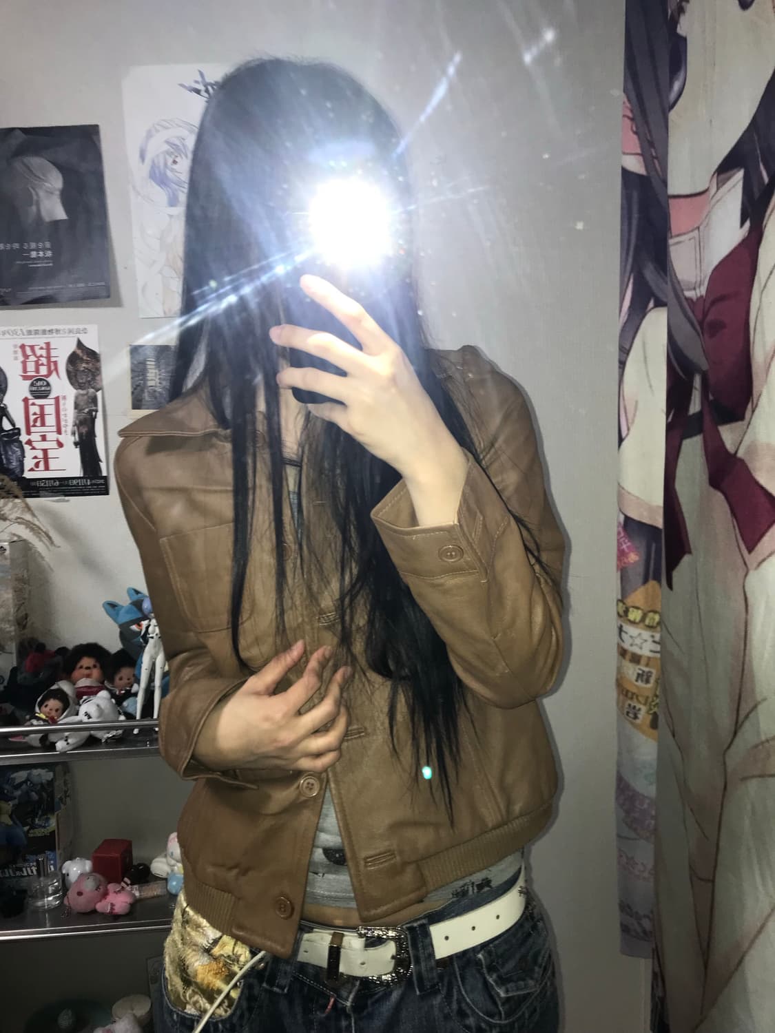 Biemme 브라운 카라 버튼 레더자켓 상품이미지4