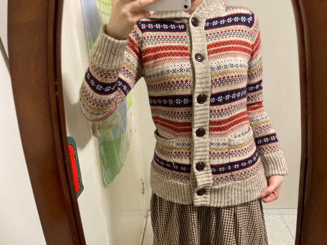 패턴 후드 양털 가디건 상품이미지5