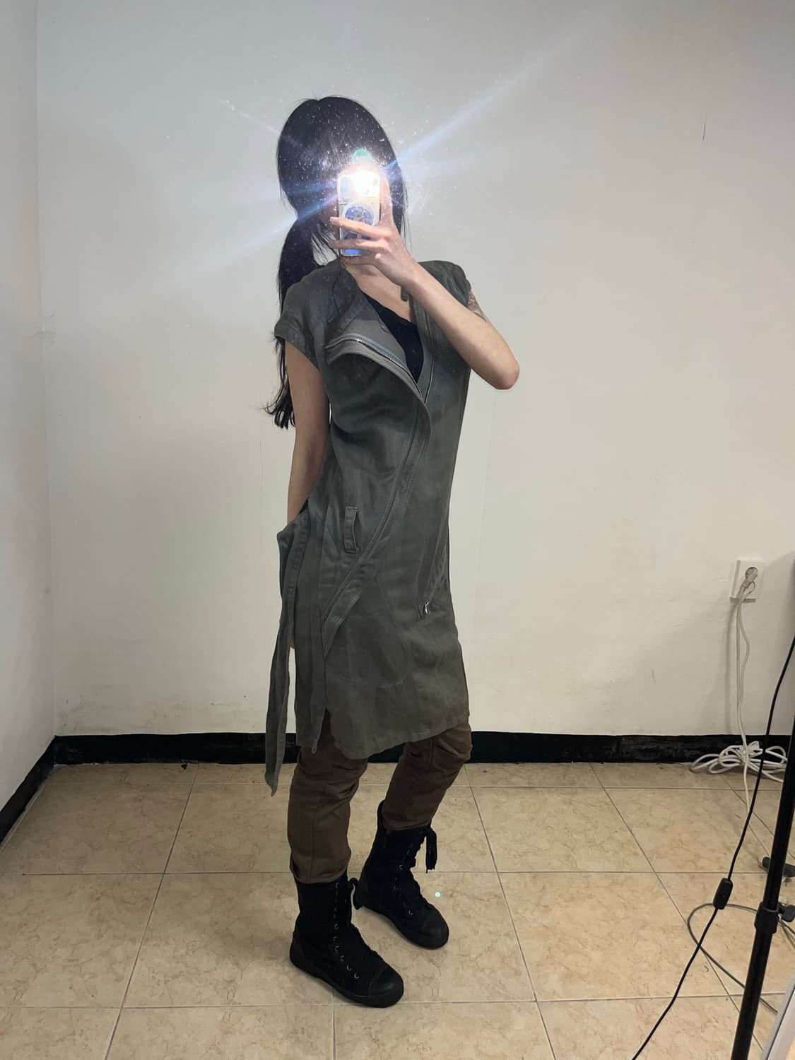 Diesel 카키 사선 집업 원피스 상품이미지2
