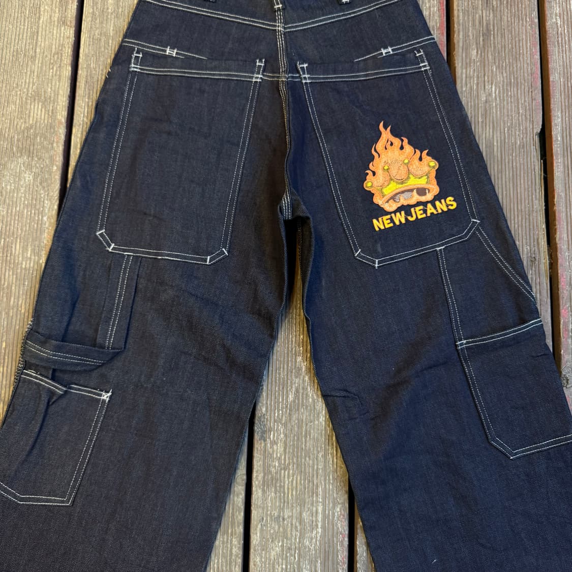 뉴진스 자수 데님팬츠 오렌지 상품이미지1