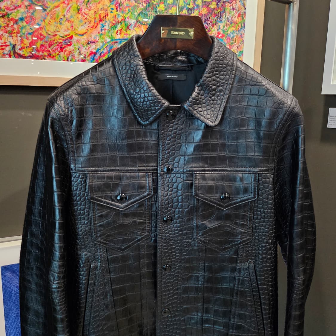 톰포드 무광 크록이펙트 엠버서더 트러커 가죽자켓 상품이미지3