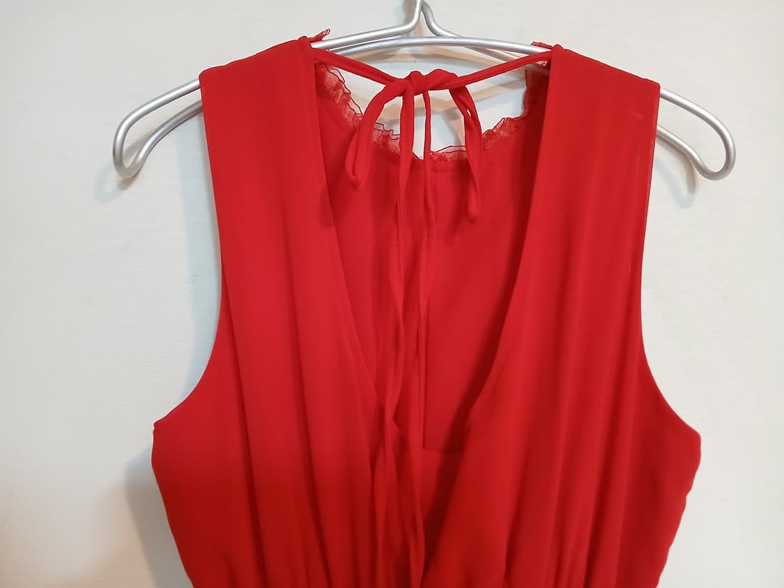 여신 레드 맥시 이브닝 드레스 섹시 홀복 등파임 홀터넥 쉬폰 롱 원피스 상품이미지5