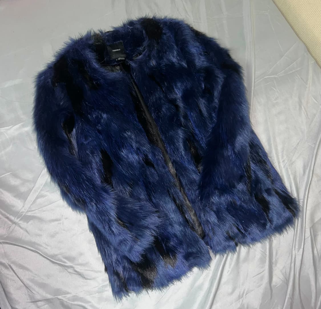 ✨Vintage blue cow pattern fur 오네갸루 퍼자켓✨ 상품이미지2
