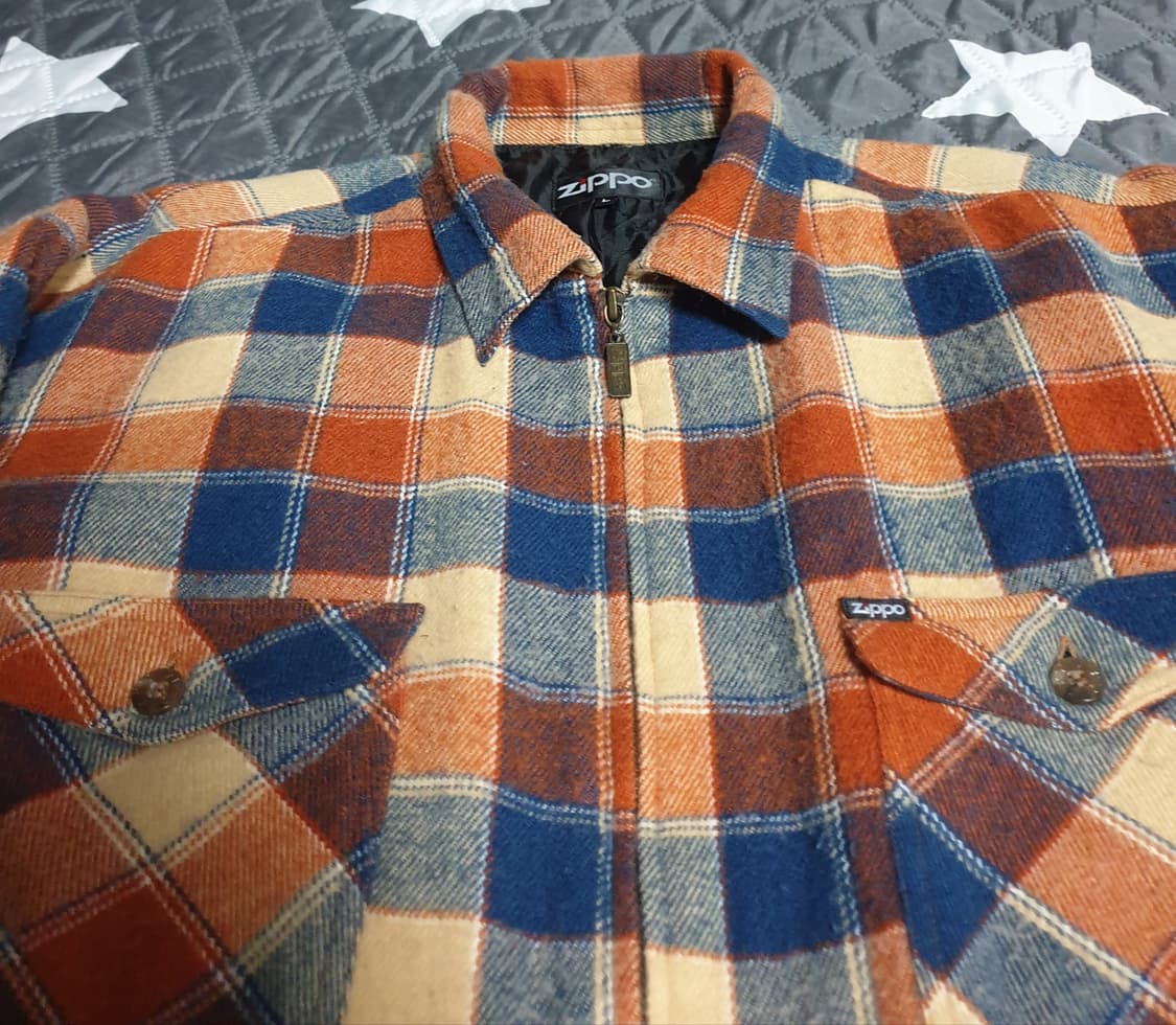 지포제팬 90s 올드스쿨 빈티지 울 플란넬 집업자켓 (L) 상품이미지2