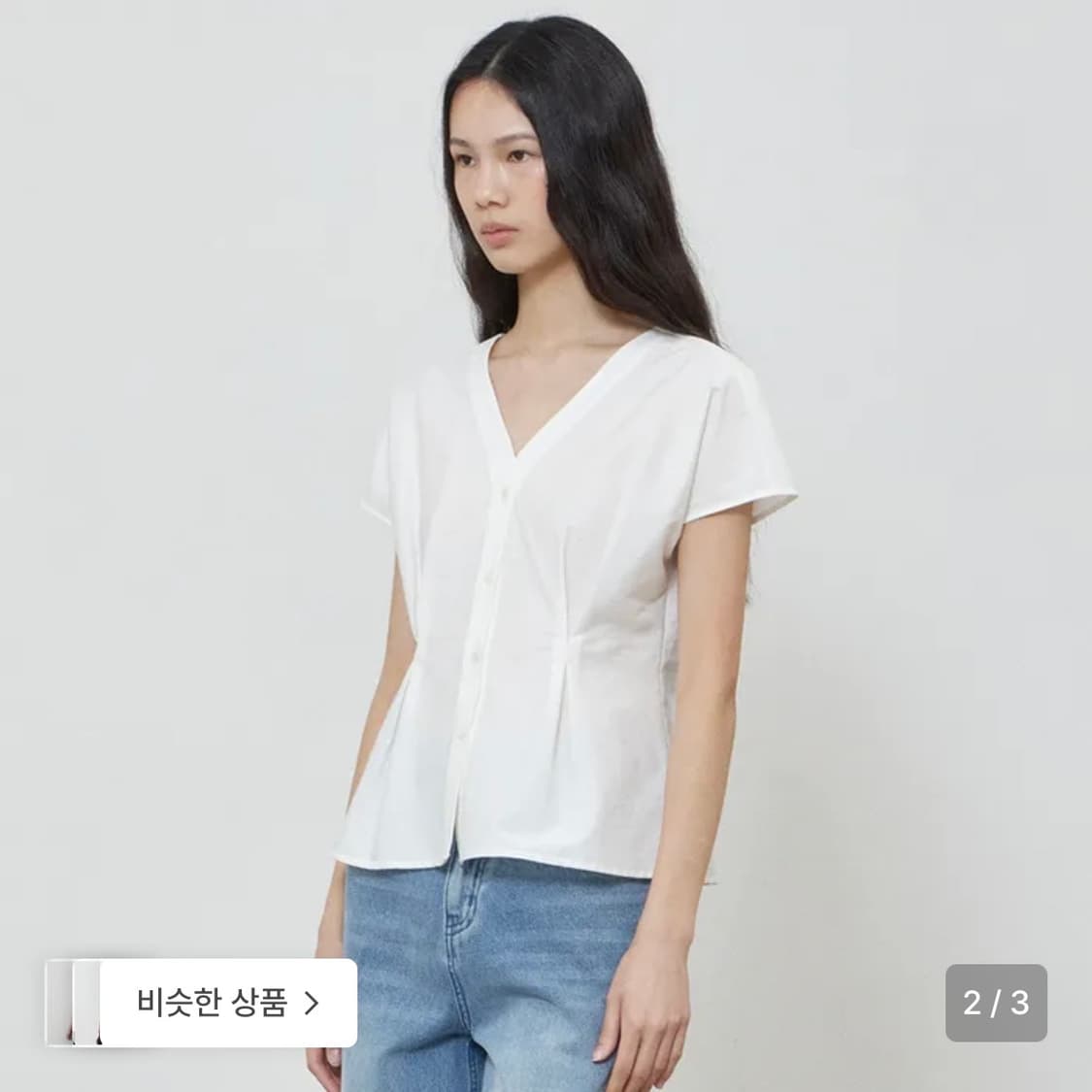 노티아 V-NECK PLEATS BLOUSE - WHITE S 상품이미지2