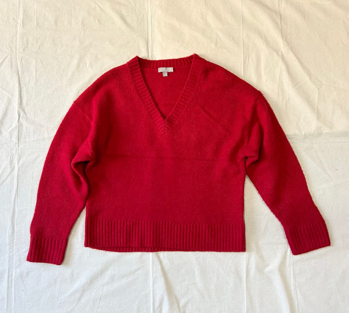 J-Crew 제이크루 V-neck 레드 울 스웨터 상품이미지1