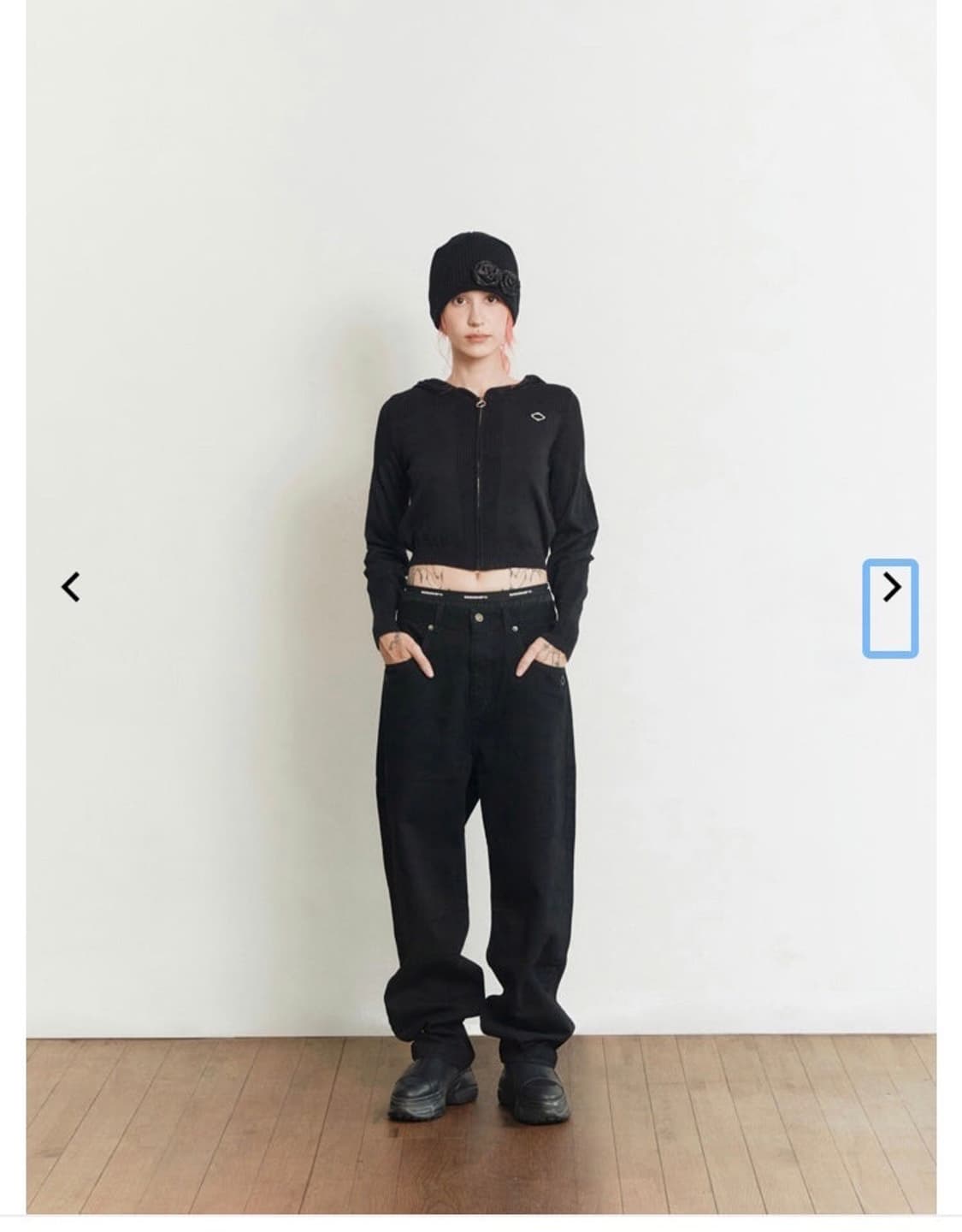 미스치프 롬버스 니트 후드집업 블랙 S 상품이미지2