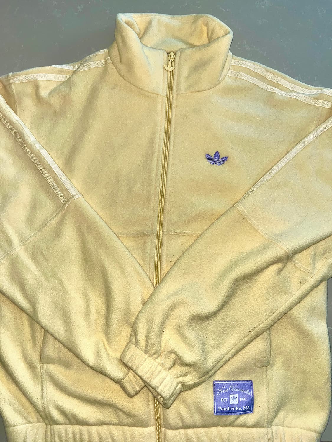 아디다스 연노랑 연보라 삼선 플리스 후리스 상품이미지4