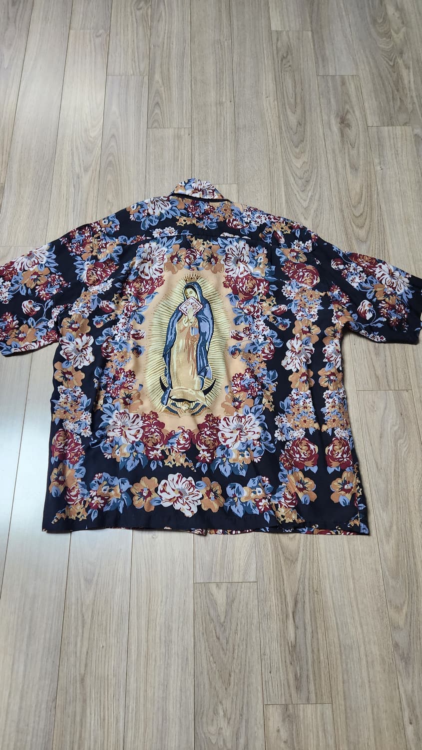 캐피탈 실크 레이온 샴페인 마리아 패턴 랭글 칼라 알로하 셔츠 블랙 상품이미지2