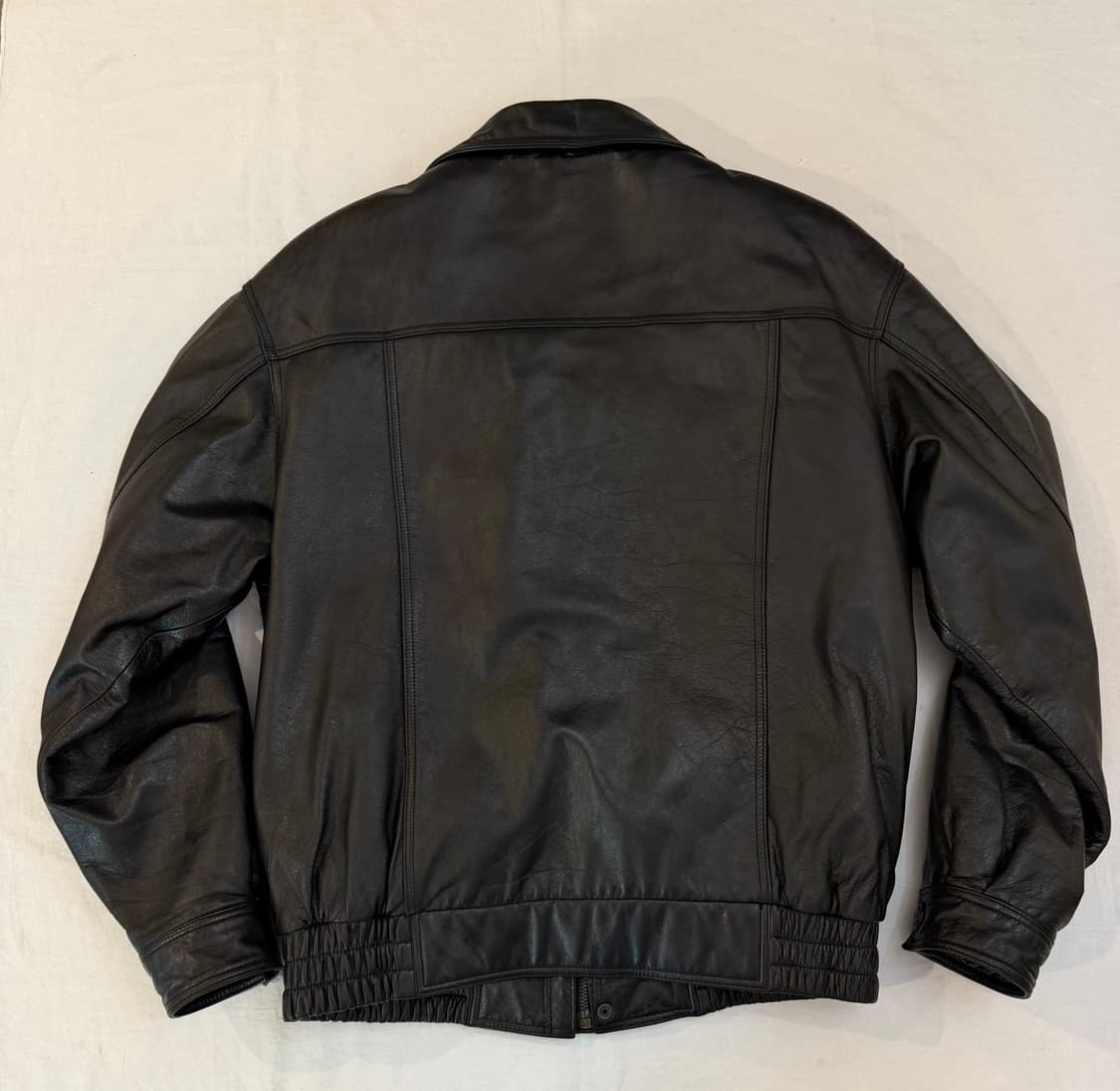 빈티지 카우레더 소가죽 봄버자켓 블랙 상품이미지4