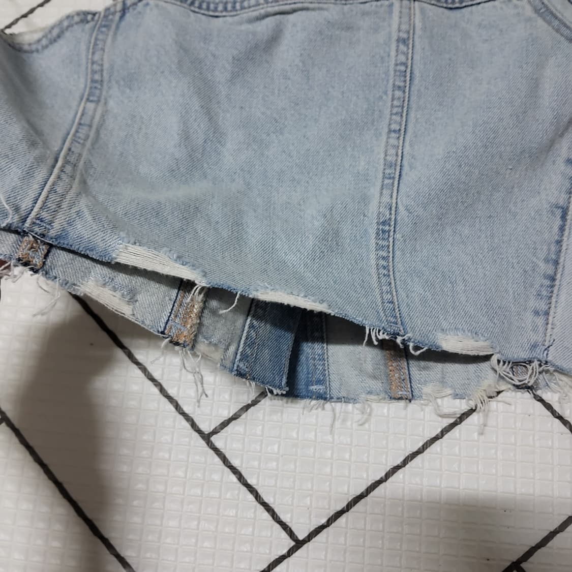 새상품 ZARA 자라 원숄더 비대칭 크롭 데님 탑 재킷 m 상품이미지5